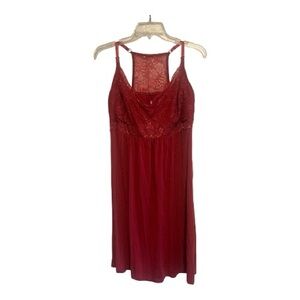 Kindred Bravely Red Lace Nursing Nightgown XL Maternity Sleep Dress Modal
